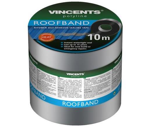 Стрічка покрівельна VINCENT Roofband бітум  7.5см*3м алюміній