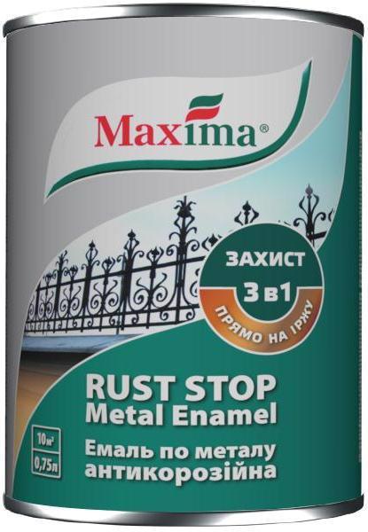 Емаль MAXIMA Rust Stop Metal Enamel 3в1 молотк. чорн. 0.75л