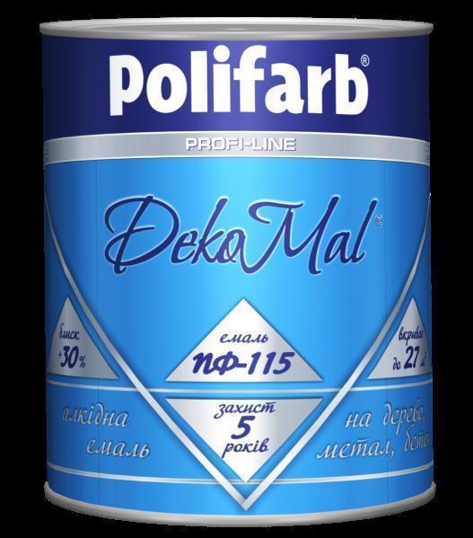 Эмаль алкид. POLIFARB DekoMal ПФ-115 синяя 0.9кг