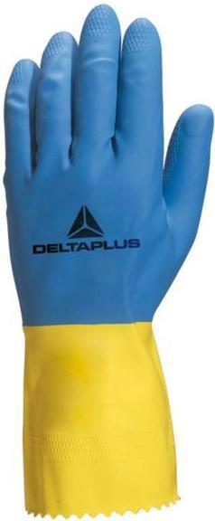 Рукавички латекс DELTAPLUS VE330 р.8,5 синьо-жовті VE330BJ08