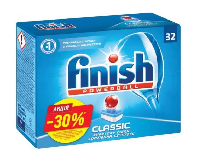 Таблетки д/посудомийних машин FINISH Classic 32шт