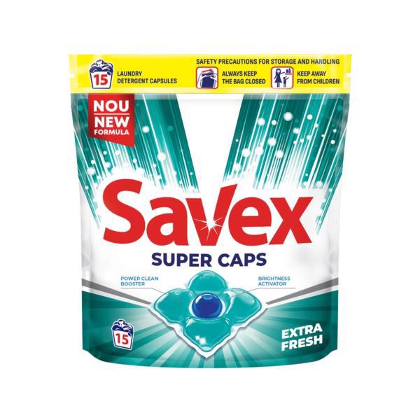 Засіб д/прання SAVEX Капсули Super Caps 2in1 Extra Fresh 15шт