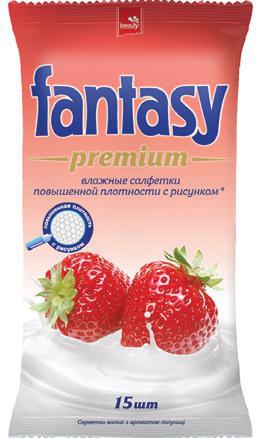 Серветки вологі FANTASY Premium Полуниця 15шт