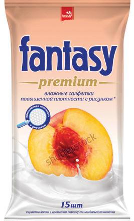 Серветки вологі FANTASY Premium Персик і мигдальне молочко 15шт