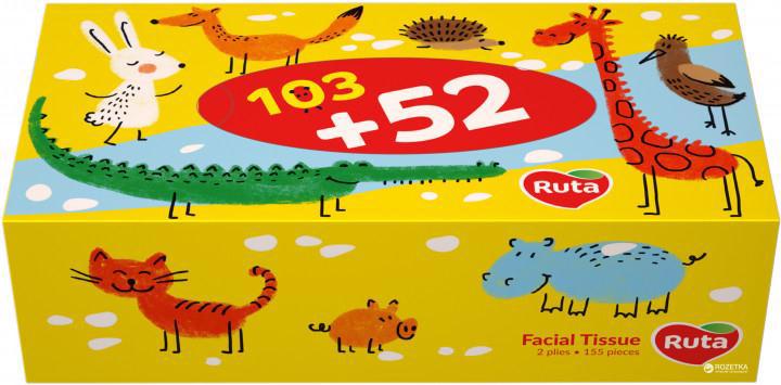 Серветки косметичні RUTA Kids 2-х шар. 155шт /коробка/