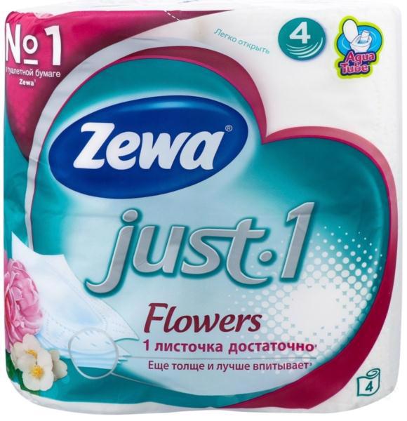 Бумага туалетная ZEWA Just 1 Flower 4-х сл. 4рул.