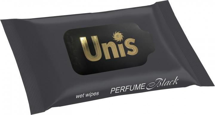 Салфетки влажные UNIS Антибактериальные Perfum black 15шт (36)