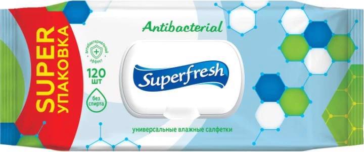 Серветки вологі SUPER FRESH Antibacterial з клапаном 120шт