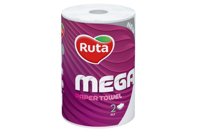 Рушник бумаж. RUTA Mega 2-х сл. білий 1рул.
