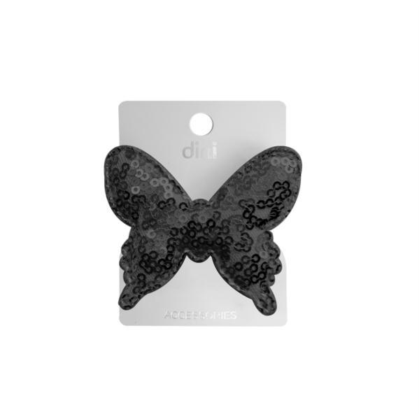 Заколка д/волос DINI Hand Made Бабочка с паетками черная d-320