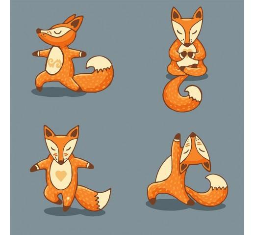 Картина по номерам ІДЕЙКА "Yoga-fox" 18*18см 4шт KNP011