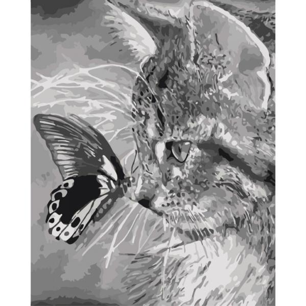 Картина по номерам ІДЕЙКА "Котенок и бабочка" 40*50см КНО2499