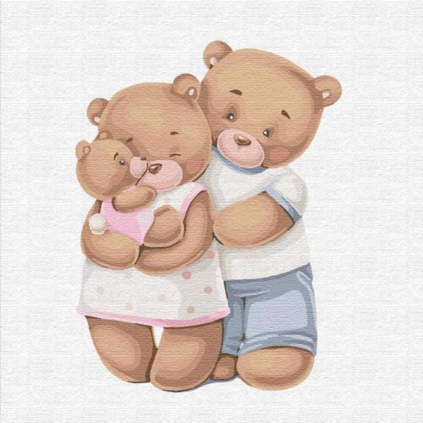 Картина по номерам ІДЕЙКА "Счастливая семья медвежат" 30*30см КНО2347