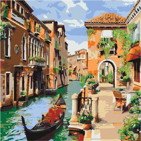 Картина за номерами ІДЕЙКА Міський пейзаж "Венеціанський ранок" 40*40см КНО2161