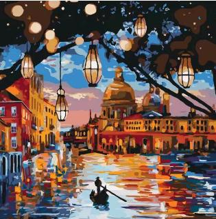 Картина по номерам ІДЕЙКА Городской пейзаж "Огни Венеции" 40*40см КНО2183
