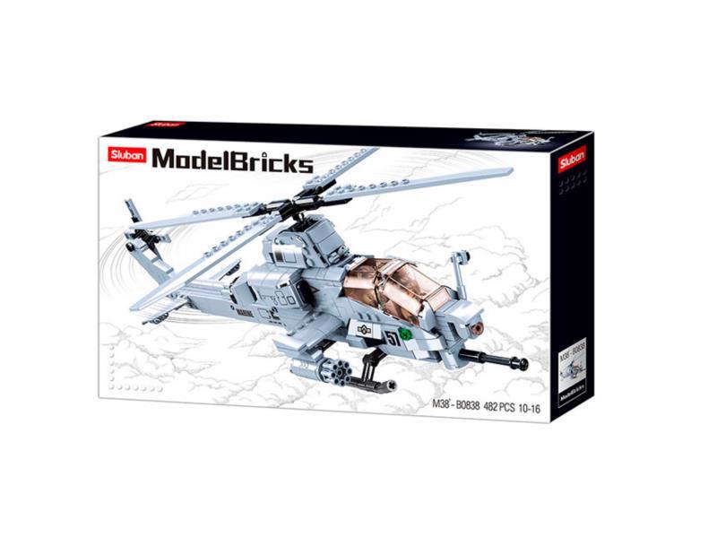 Іграшка пласт. SLUBAN Конструктор "Model Bricks" Гелікоптер "Вайпер AH-1Z", 482 дет. M38-B0838