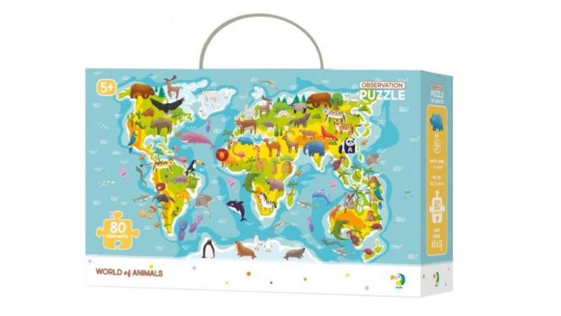 Пазли DODO "Карта світу. Тварини" 80ел 300133