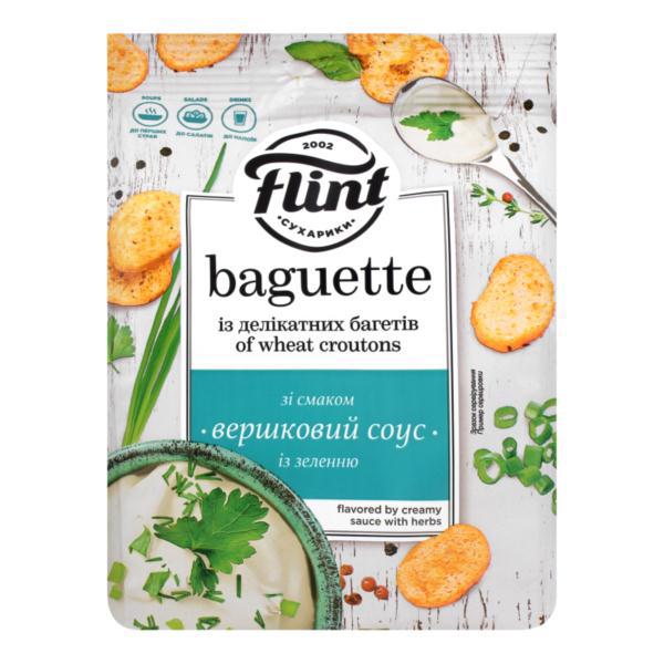Сухарики FLINT Baguette пшеничні Вершковий соус та зелень 100/110г
