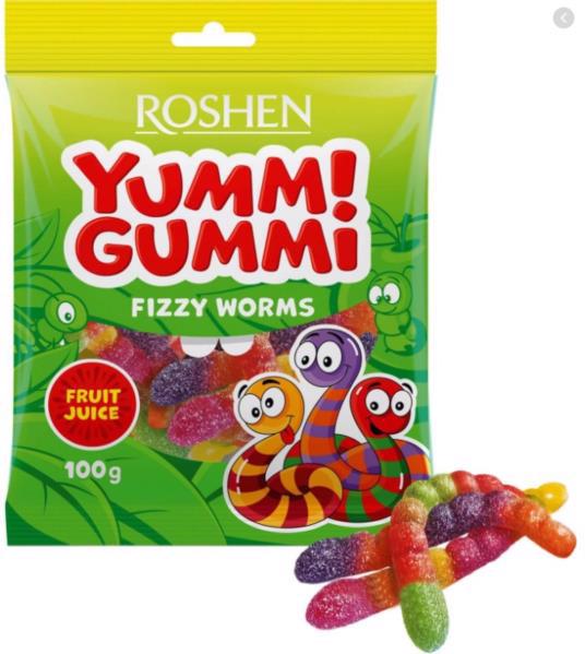 Цукерки желейні ROSHEN Yummi Gummi Fizzy Worms 100г м/п