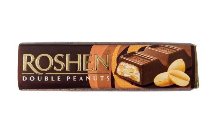 Батончик шоколадний ROSHEN Double peanuts молочний з арахісом та арахісовим кремом 39г