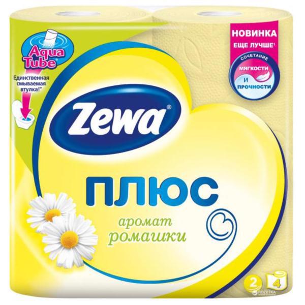 Бумага туалетная ZEWA Плюс Ромашка 2-х сл. желт. 4рул.