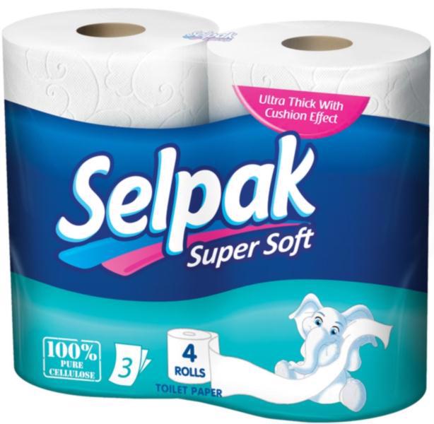 Бумага туалетная SELPAK Super soft 3-х сл. белая 4шт