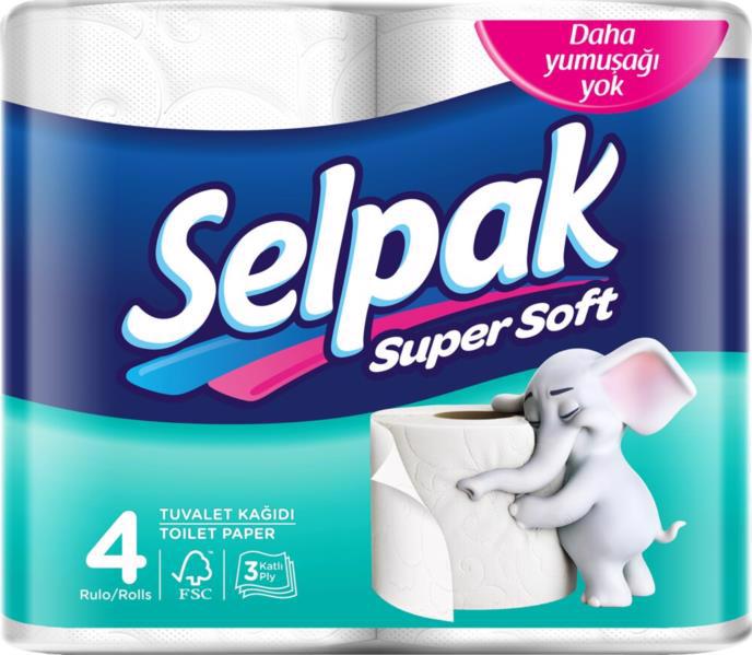 Папір туалетний SELPAK Super soft 3-х шар. біла 4шт
