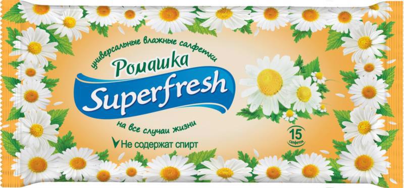 Салфетки влажные SUPER FRESH аром. в асс. 15шт