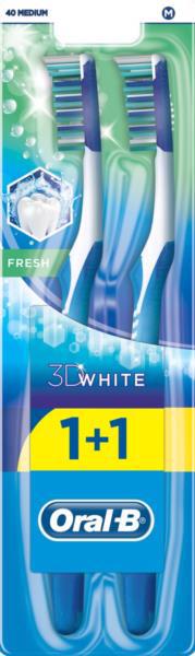 Зубна щітка Oral-B 3D White Свіжість 40 1+1 (средня) 2шт