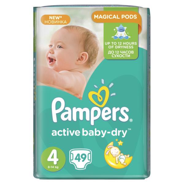 Подгузники PAMPERS Active Baby-Dry (4) Maxi 8-14кг 49шт