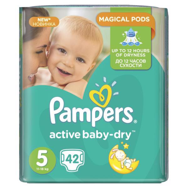 Подгузники PAMPERS Active Baby-Dry (5) Junior 11-18кг 42шт