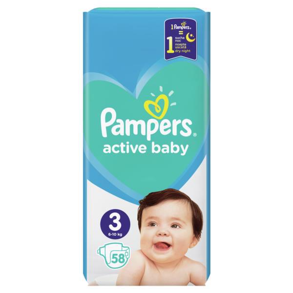 Подгузники PAMPERS Active Baby-Dry (3) Midi 5-9кг 58шт