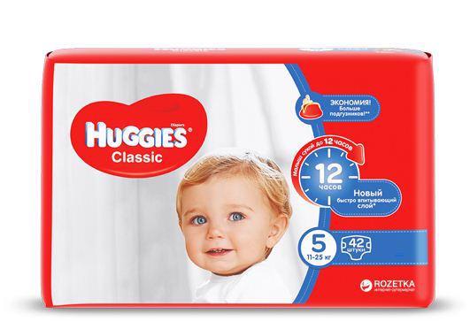 Подгузники HUGGIES Classic (5) 11-25кг 42шт Jumbo