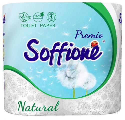 Папір туалетний SOFFIONE Natural 3-х сл. білий 4рул.