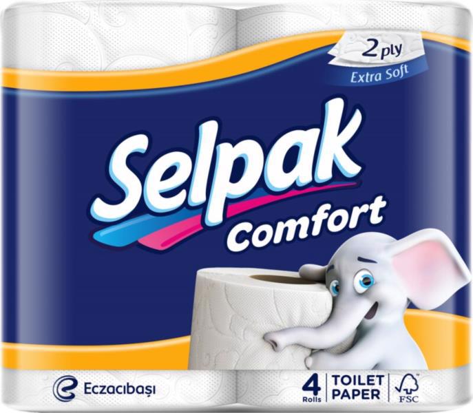 Бумага туалетная SELPAK Comfort 2-х сл. белая 4рул.