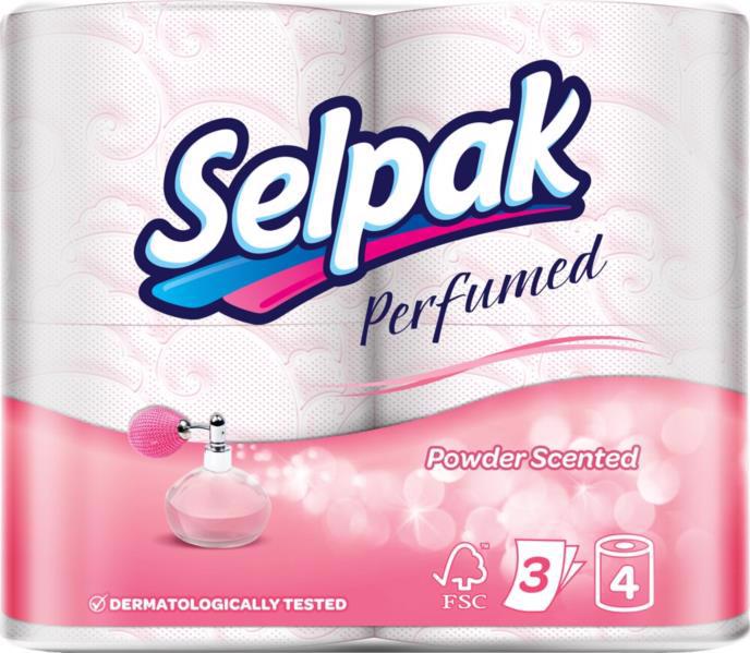 Бумага туалетная SELPAK Perfumed Пудра 3-х сл. 4рул.