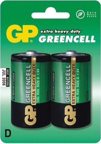 Батарейка GP Greencell R20 D 13G-U2 (2шт блистер) 0089