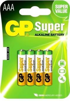 Батарейка GP Super Alkaline R03 AAA 24A-U4 (4шт блістер) 0058