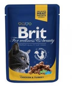 Корм д/котів вологий BRIT Premium з куркою та індичкою 100г 100273