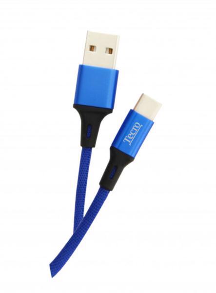 Кабель USB TECRO TC-0100BE Type-C 1.0м синій