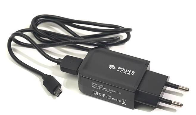 Пристрій заряд. POWERPLANT W-280 1*USB 2000mA + кабель micro USB