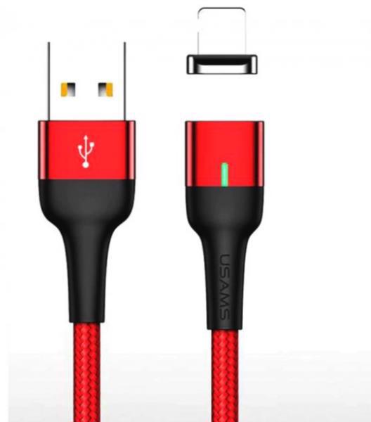 Кабель USB USAMS Lightning U28 Aluminum Alloy Magnetic 2.4A 1.0m Red