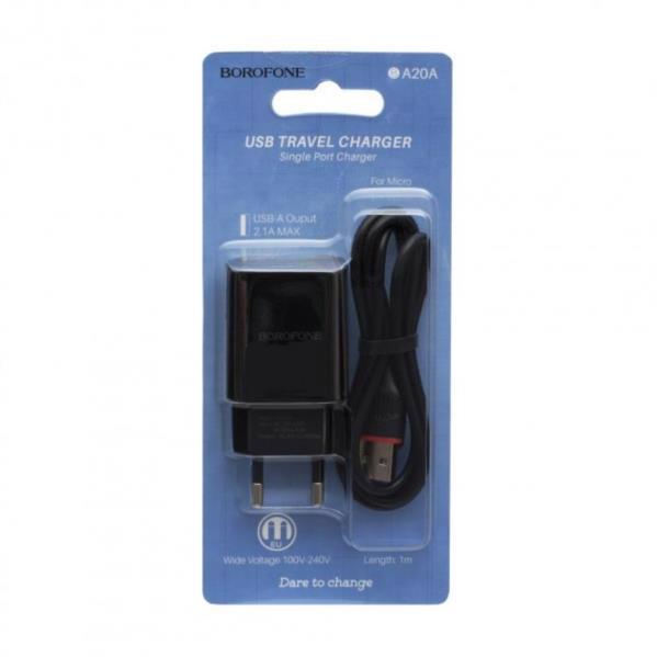 Устройство заряд. BOROFONE BA20A Type-C 1USB 2.1A Black