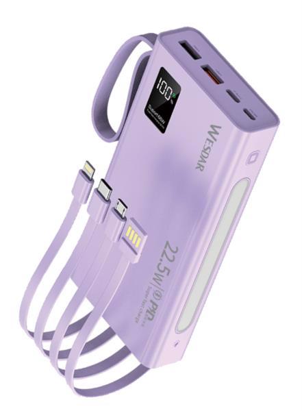 Акумулятор мобільний WESDAR S511 20000mAh 22.5W+18W Purple