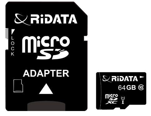 Карта памяти microSDXC 64Gb RIDATA Class 10 UHS-I+adapter