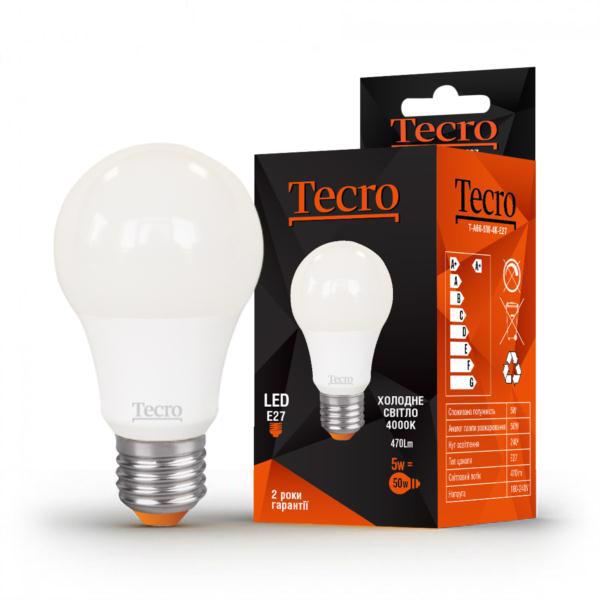 Лампа діод. TECRO A60 5W 220V 4000K E27 (T-A60-5W-4K-E27)