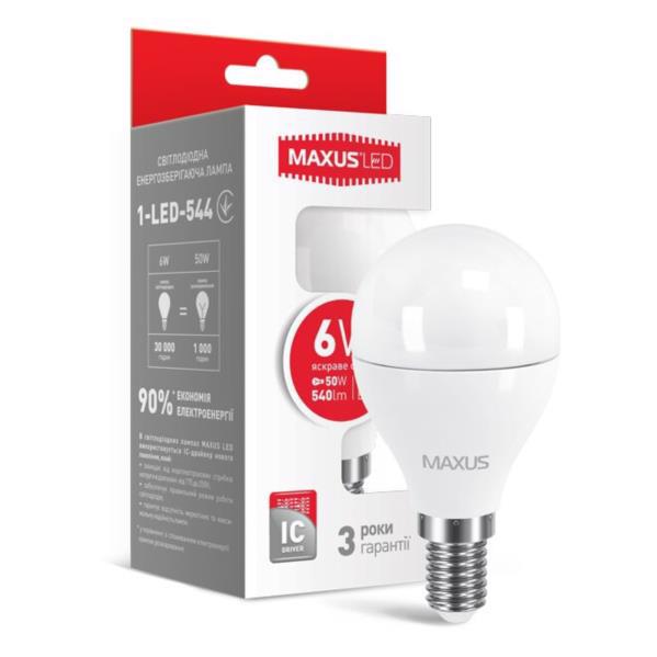 Лампа діод. MAXUS G45 F 6W 4100K 220V E14 (1-LED-544)
