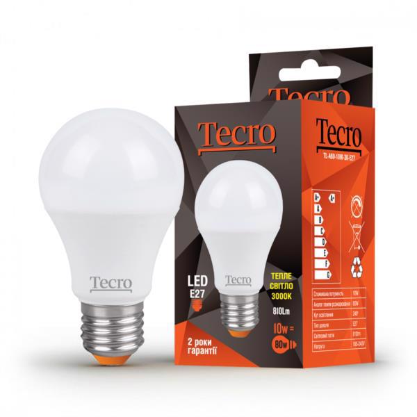 Лампа діод. TECRO A60 10W 220V 3000K E27 (TL-A60-10W-3K-E27)