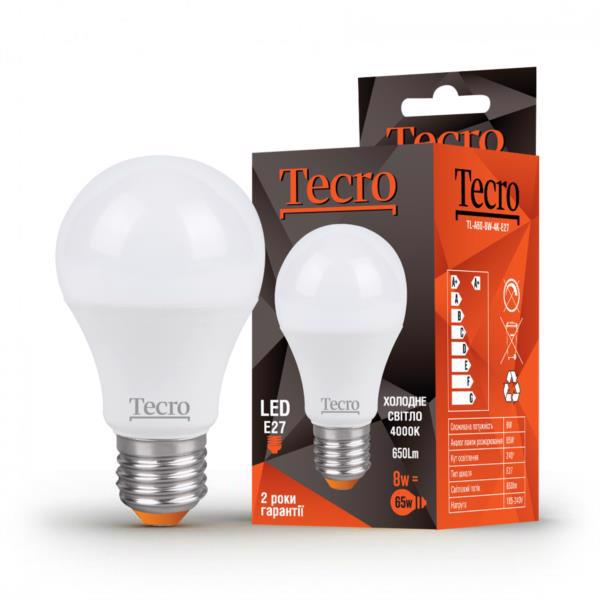 Лампа діод. TECRO A60 8W 220V 4000K E27 (TL-A60-8W-4K-E27)