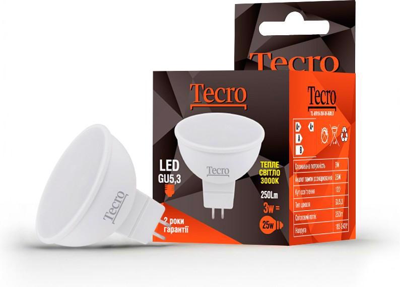 Лампа діод. TECRO MR16 3W 220V 3000K GU5.3 (TL-MR16-3W-3K-GU5.3)